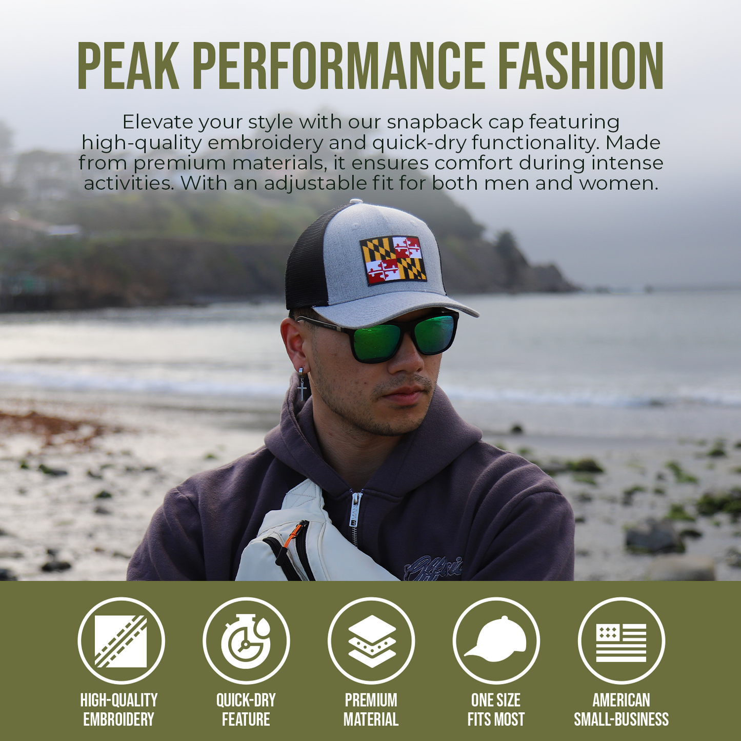 PEAK PERFORMANCE FASHION - Maryland Flag Snapback Trucker Baseball Hat