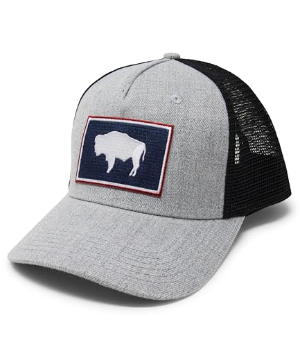 Wyoming Flag Trucker Baseball Snapback Hat (Grey Black) - International Tie