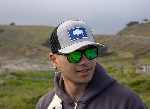 Wyoming Flag Trucker Baseball Snapback Hat (Grey Black) - International Tie