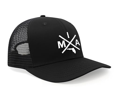 International Tie Miami MIA Hat for Men and Women - Snapback Trucker Baseball Cap (All Black)