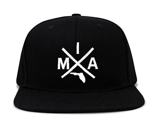 International Tie Miami MIA Hat for Men and Women - Snapback Trucker Baseball Cap (Black Flatbill)