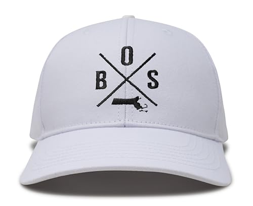 International Tie Boston BOS Hat for Men and Women - Snapback Trucker Baseball Cap (All White)