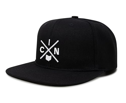 International Tie Cincinnati CIN Hat for Men and Women - Snapback Trucker Baseball Cap (Black Flatbill)