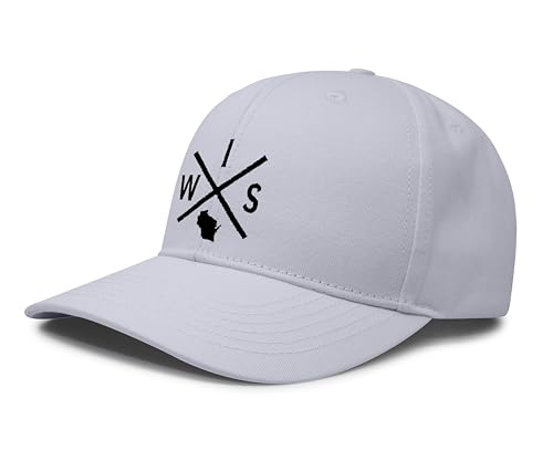 International Tie Wisconsin WIS hat for Men and Women - Snapback Trucker Baseball Cap (All White)