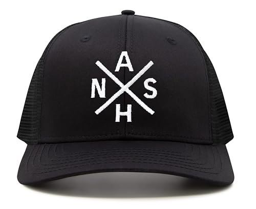 International Tie Nashville NASH Hat for Men and Women - Snapback Trucker Baseball Cap (All Black)