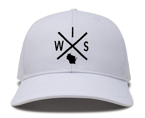 International Tie Wisconsin WIS hat for Men and Women - Snapback Trucker Baseball Cap (All White)