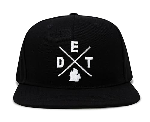 International Tie Premium Detroit DET Hat for Men and Women – Snapback Trucker Baseball Cap (Black Flatbill)