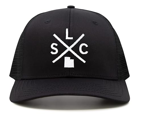 International Tie Salt Lake City SLC Hat for Men and Women - Snapback Trucker Baseball Cap (All Black)