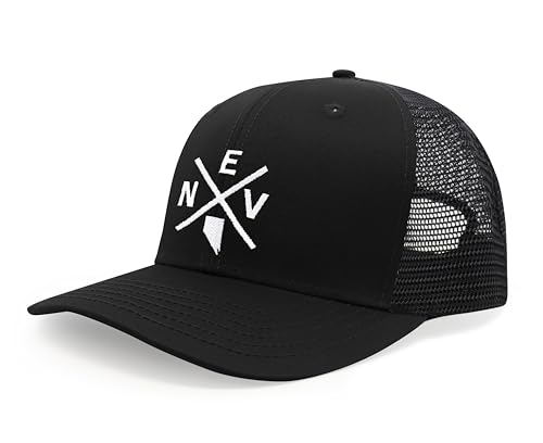 International Tie Nevada NEV Hat for Men and Women - Snapback Trucker Baseball Cap (All Black)