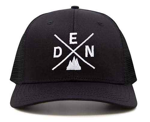 International Tie Premium Denver DEN Hat for Men and Women – Snapback Trucker Baseball Cap (All Black)