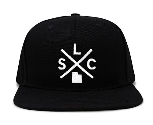 International Tie Salt Lake City SLC Hat for Men and Women - Snapback Trucker Baseball Cap (Black Flatbill)