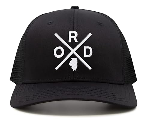 International Tie Premium Chicago O’Hare International Airport ORD Hat for Men and Women – Snapback Trucker Baseball Cap (All Black)