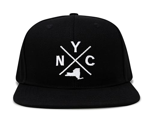 International Tie Premium New York City NYC Hat for Men and Women – Snapback Trucker Baseball Cap (Black Flatbill)