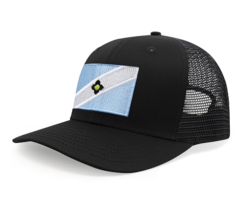 International Tie Premium Madison Flag Hat for Men and Women - Snapback Trucker Baseball Cap (All Black)