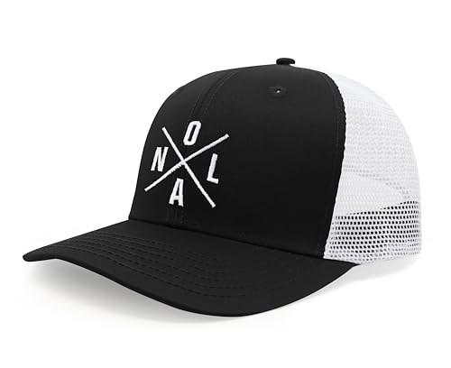 International Tie Premium New Orleans NOLA Hat for Men and Women – Snapback Trucker Baseball Cap (Black/White)