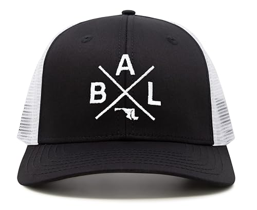 International Tie Premium Baltimore BAL Hat for Men and Women – Snapback Trucker Baseball Cap (Black/White)