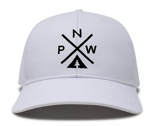 International Tie Pacific Northwest PNW for Men and Women - Snapback Trucker Baseball Cap (All White)