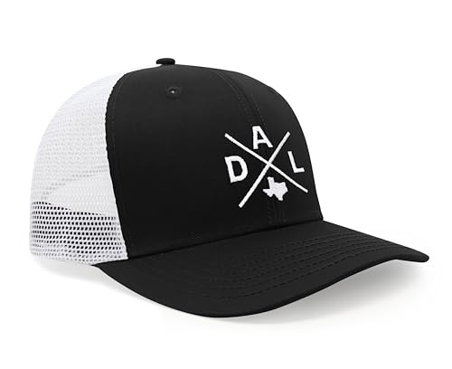 International Tie Premium Dallas DAL Hat for Men and Women – Snapback Trucker Baseball Cap (Black/White)
