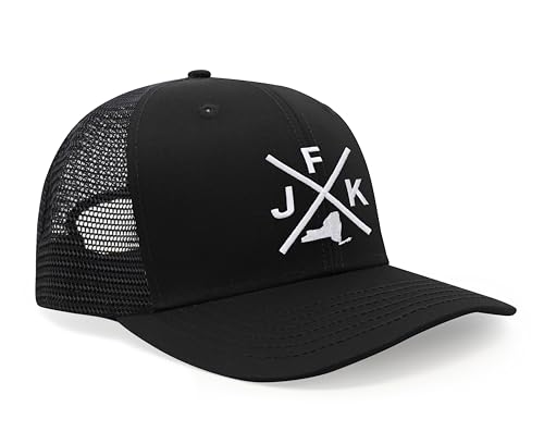 International Tie John F. Kennedy International Airport JFK Hat for Men and Women - Snapback Trucker Baseball Cap (All Black)