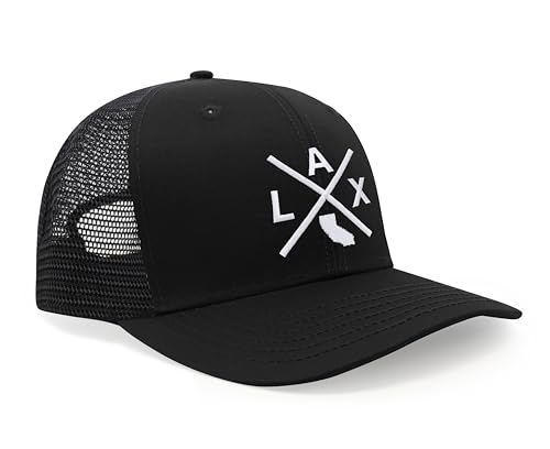 International Tie Los Angeles International Airport LAX Hat for Men and Women - Snapback Trucker Baseball Cap (All Black)