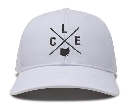 International Tie Premium Cleveland CLE Hat for Men and Women – Snapback Trucker Baseball Cap (All White)