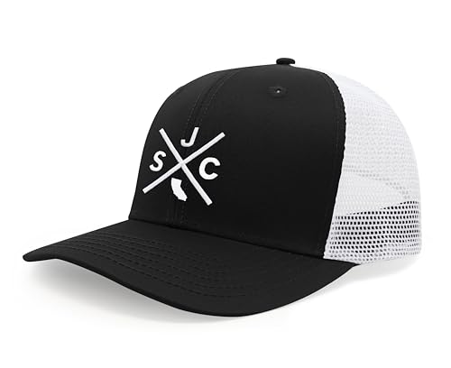 International Tie San Jose California SJC Hat for Men and Women - Snapback Trucker Baseball Cap (Black/White)