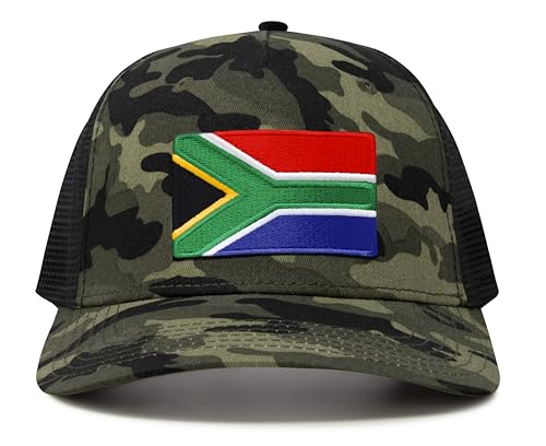 International Tie Premium South Africa Flag Hat for Men and Women - Snapback Trucker Baseball Cap (Camouflage)