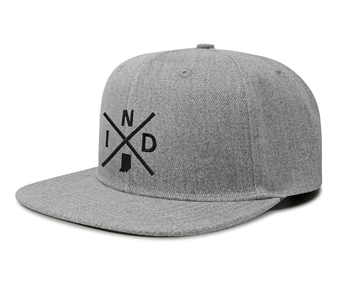International Tie Indiana IND Hat for Men and Women - Snapback Trucker Baseball Cap (Grey Flatbill) - International Tie