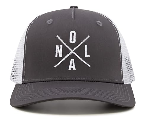 International Tie Premium New Orleans NOLA Hat for Men and Women – Snapback Trucker Baseball Cap (Grey/White)