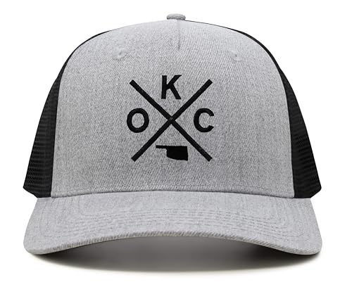 International Tie Oklahoma City OKC Hat for Men and Women - Snapback Trucker Baseball Cap (Grey/Black)
