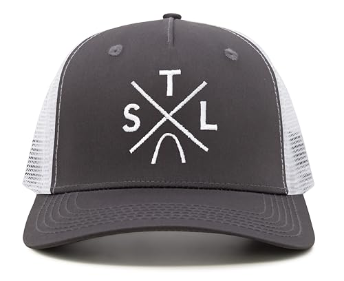 International Tie St. Louis STL Hat for Men and Women - Snapback Trucker Baseball Cap (Grey/White)