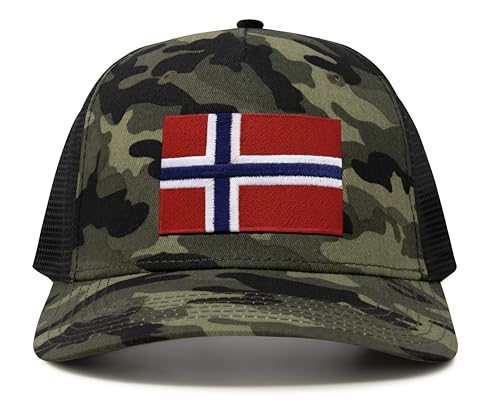 International Tie Premium Norway Flag Hat for Men and Women - Snapback Trucker Baseball Cap (Camouflage)