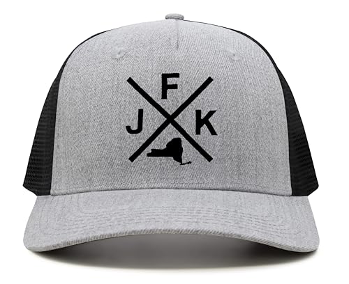 International Tie John F. Kennedy International Airport JFK Hat for Men and Women - Snapback Trucker Baseball Cap (Grey/Black)