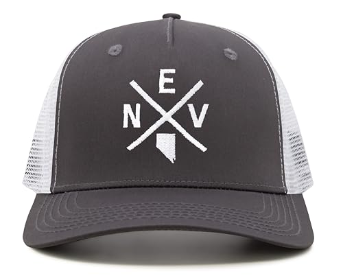 International Tie Nevada NEV Hat for Men and Women - Snapback Trucker Baseball Cap (Grey/White)