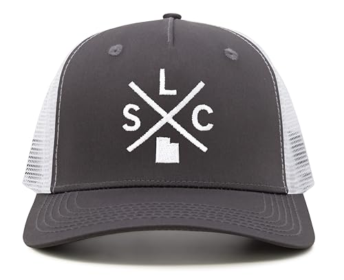 International Tie Salt Lake City SLC Hat for Men and Women - Snapback Trucker Baseball Cap (Grey/White)