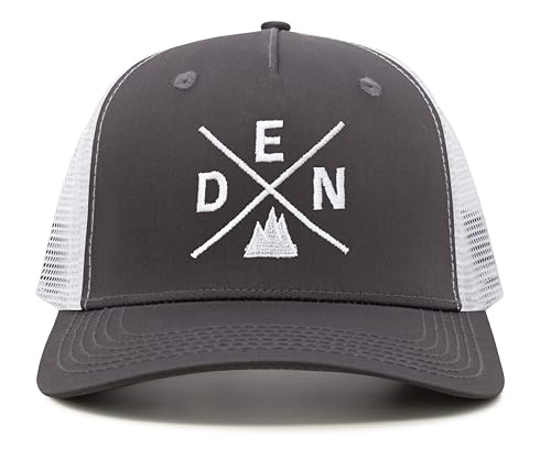 International Tie Premium Denver DEN Hat for Men and Women – Snapback Trucker Baseball Cap (Grey/White)