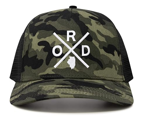 International Tie Premium Chicago O’Hare International Airport ORD Hat for Men and Women – Snapback Trucker Baseball Cap (Camouflage)