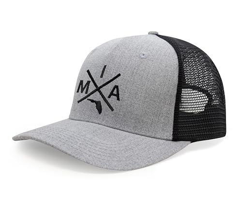International TieMiami MIA Hat for Men and Women - Snapback Trucker Baseball Cap (Grey/Black)