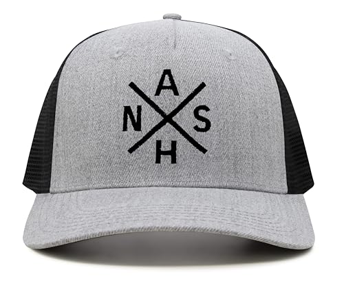 International Tie Nashville NASH Hat for Men and Women - Snapback Trucker Baseball Cap (Grey/Black)
