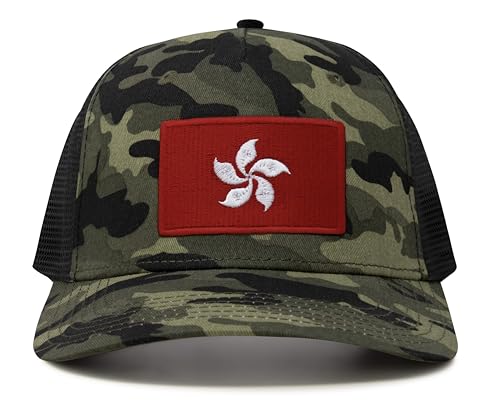 International Tie Premium Hong Kong Flag Hat for Men and Women - Snapback Trucker Baseball Cap (Camouflage)