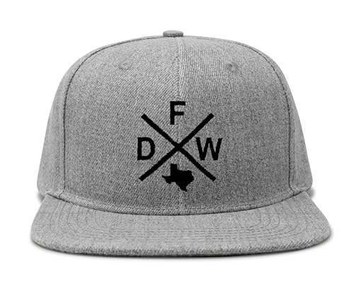 International Tie Premium Dallas Fort Worth DFW Hat for Men and Women – Lone Star State Snapback Trucker Baseball Cap (Grey Flatbill)
