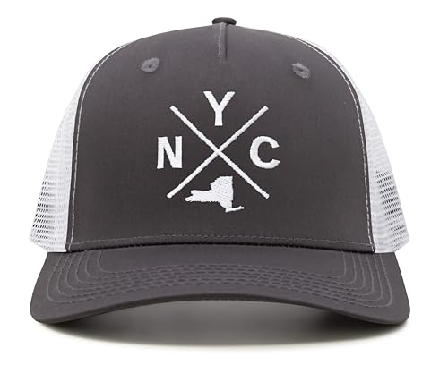 International Tie Premium New York City NYC Hat for Men and Women – Snapback Trucker Baseball Cap (Grey/White)