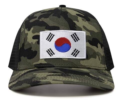 International Tie Premium South Korea Flag Hat for Men and Women - Snapback Trucker Baseball Cap (Camouflage)