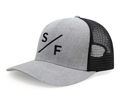 International Tie San Francisco SF Hat for Men and Women - Snapback Trucker Baseball Cap (Grey/Black)