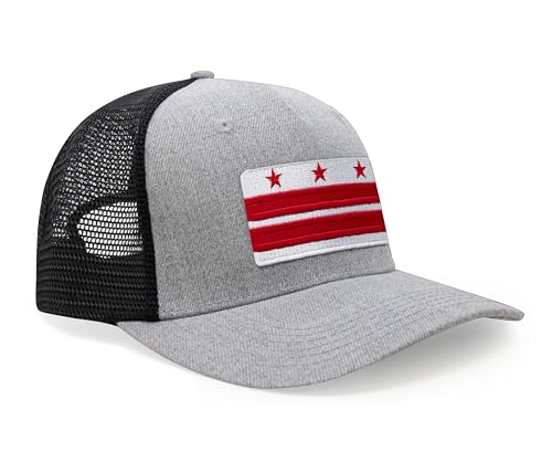 International Tie Premium Washington DC Flag Hat for Men and Women - Snapback Trucker Baseball Cap (Grey Black)