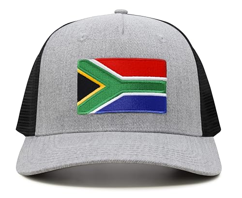 International Tie Premium South Africa Flag Hat for Men and Women - Snapback Trucker Baseball Cap (Grey Black)