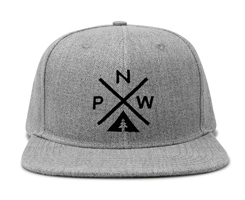 International Tie Pacific Northwest PNW Hat for Men and Women - Snapback Trucker Baseball Cap (Grey Flatbill)