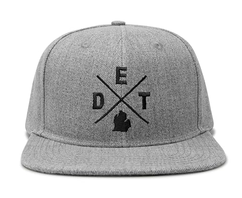 International Tie Premium Detroit DET Hat for Men and Women – Snapback Trucker Baseball Cap (Grey Flatbill)