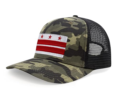 International Tie Premium Washington DC Flag Hat for Men and Women - Snapback Trucker Baseball Cap (Camouflage)