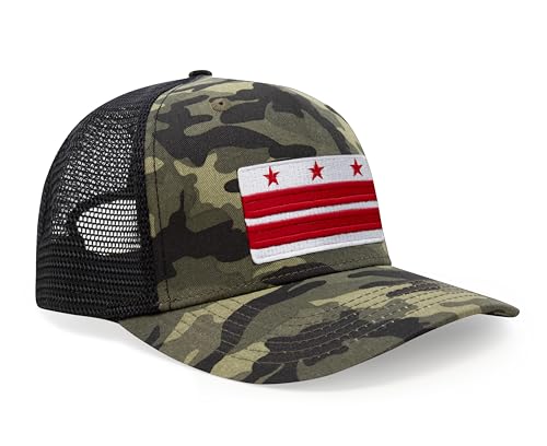 International Tie Premium Washington DC Flag Hat for Men and Women - Snapback Trucker Baseball Cap (Camouflage)